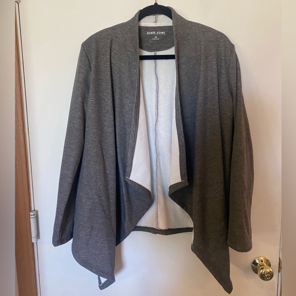 Black rivet performance, medium open front symmetrical cardigan